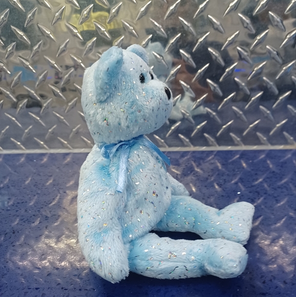-TY Beanie Babies "DECADE (light blue)" 10th Anniversary Teddy Bear - Sparkly - Picture 4 of 8